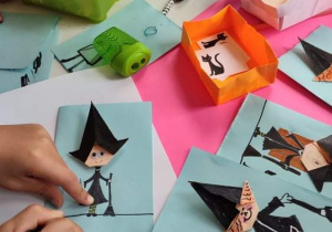 Praca związana tematycznie z Halloween, wykonana techniką origami.