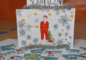 Kartki świąteczne wypisane przez uczniów naszej szkoły.
