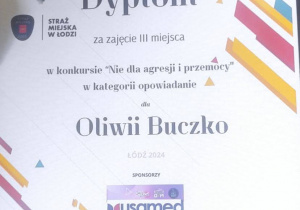 Międzyszkolnym Konkursem „Nie dla agresji i przemocy”