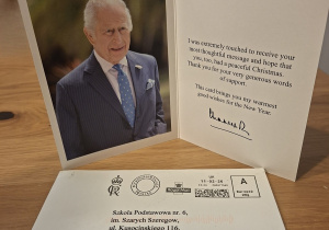 Kartka z podziękowaniami od Jego Królewskiej Mości Karola III.